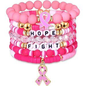 Pink Ribbon Bracelets Breast Cancer Support Jewelry Gift for Women